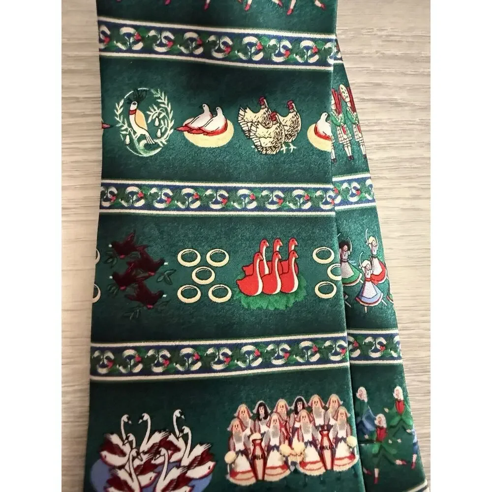 Vintage SILK 12‎ Days Of Christmas Neck Tie